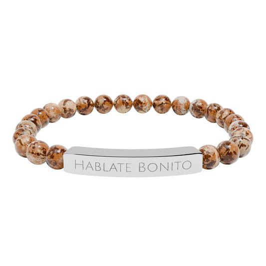 HABLATE BONITO - Pulsera de piedra natural grabable — Pulsera elástica.