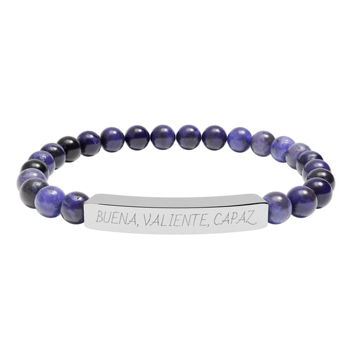 BUENA, VALIENTE, CAPAZ - Pulsera de piedra natural grabable — Pulsera elástica.