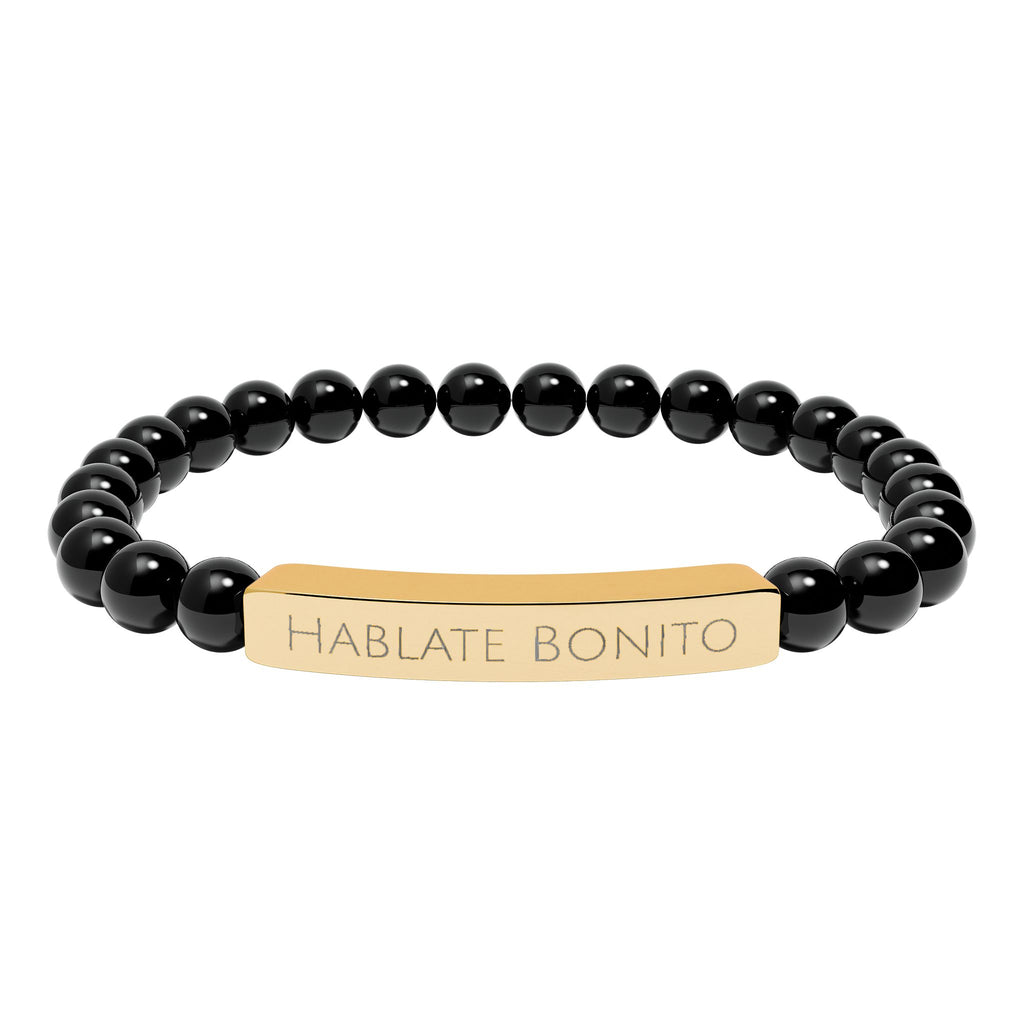 HABLATE BONITO - Pulsera de piedra natural grabable — Pulsera elástica.