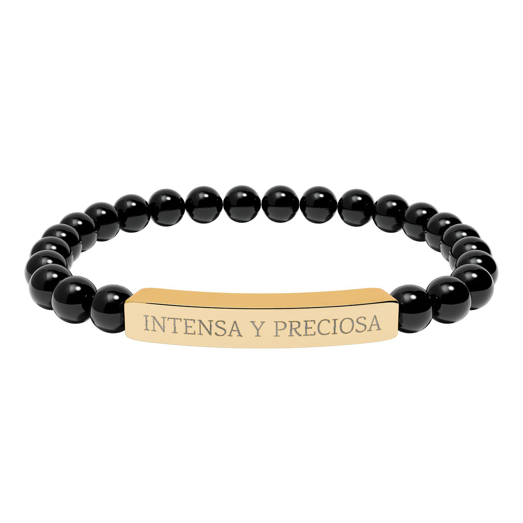 INTENSA Y PRECIOSA - Pulsera de piedra natural grabable — Pulsera elástica.