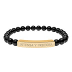 INTENSA Y PRECIOSA - Pulsera de piedra natural grabable — Pulsera elástica.