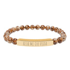 REIR ME DA VIDA - Pulsera de piedra natural grabable — Pulsera elástica.