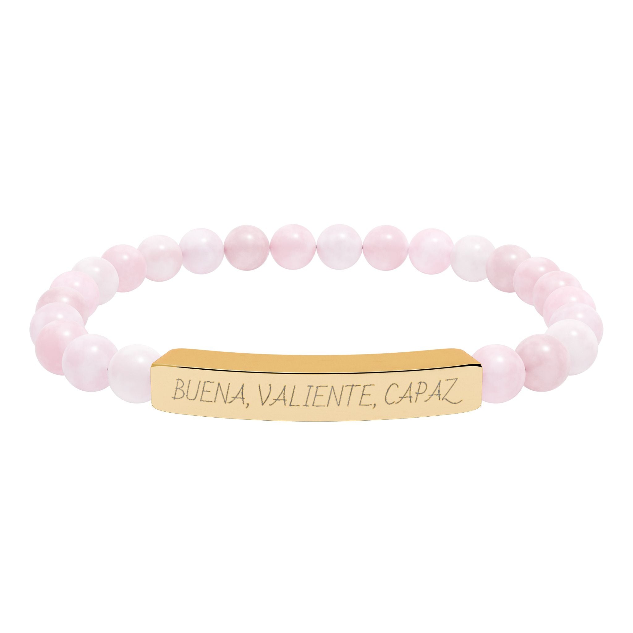 BUENA, VALIENTE, CAPAZ - Pulsera de piedra natural grabable — Pulsera elástica.