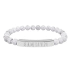 REIR ME DA VIDA - Pulsera de piedra natural grabable — Pulsera elástica.