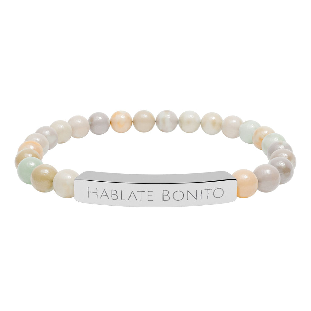 HABLATE BONITO - Pulsera de piedra natural grabable — Pulsera elástica.