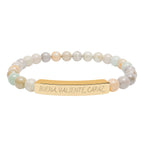 BUENA, VALIENTE, CAPAZ - Pulsera de piedra natural grabable — Pulsera elástica.