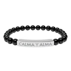 CALMA Y ALMA - Pulsera de piedra natural grabable — Pulsera elástica.