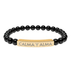 CALMA Y ALMA - Pulsera de piedra natural grabable — Pulsera elástica.