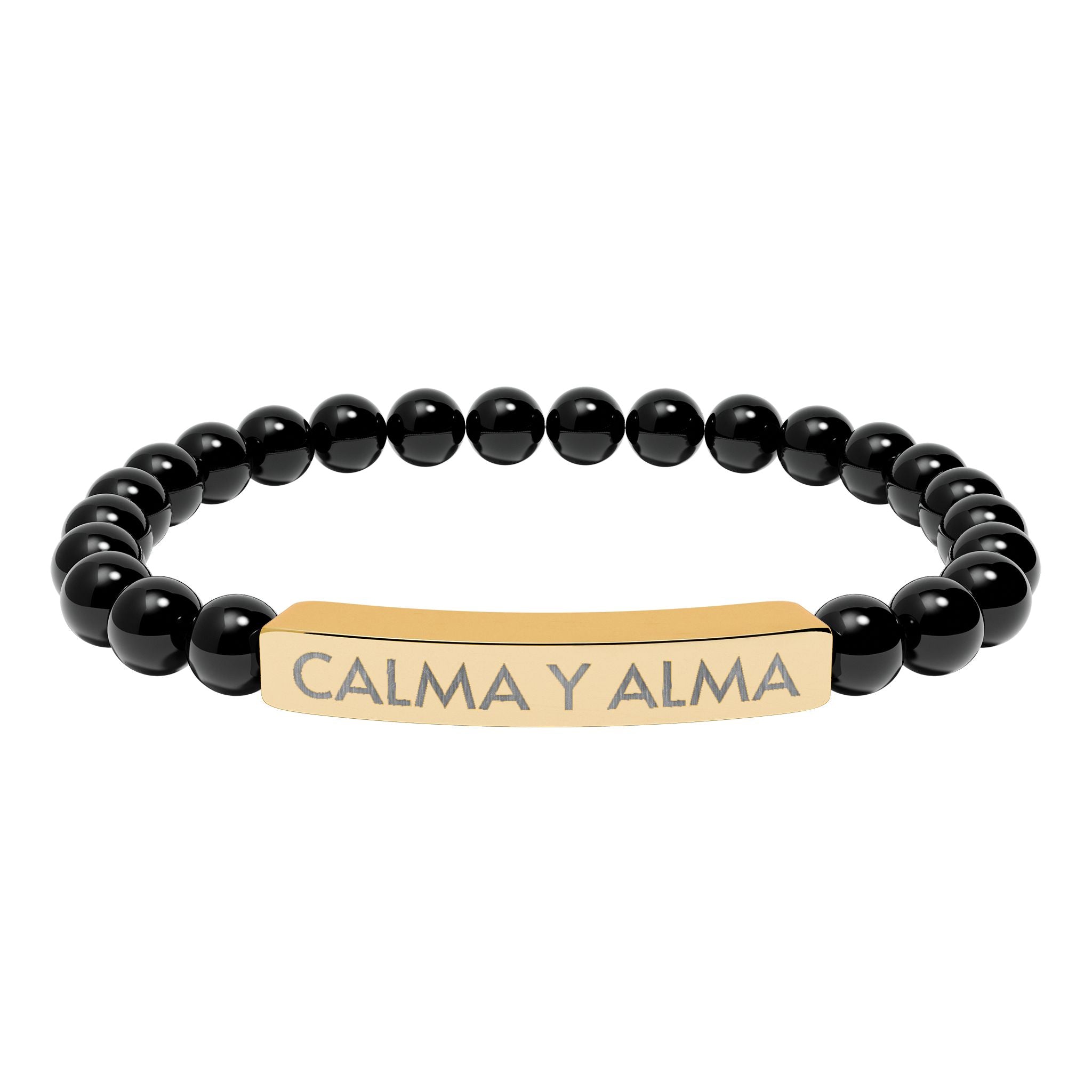 CALMA Y ALMA - Pulsera de piedra natural grabable — Pulsera elástica.