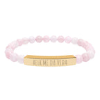 REIR ME DA VIDA - Pulsera de piedra natural grabable — Pulsera elástica.