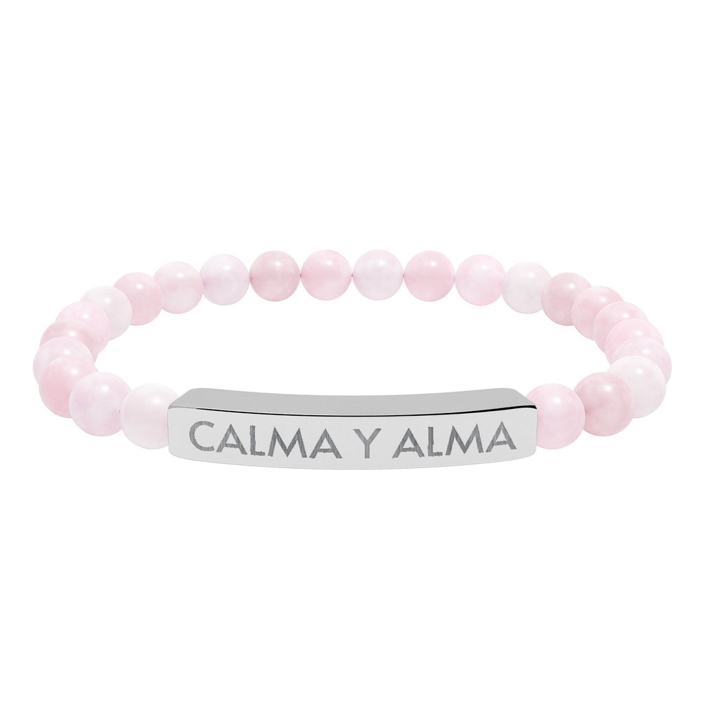 CALMA Y ALMA - Pulsera de piedra natural grabable — Pulsera elástica.