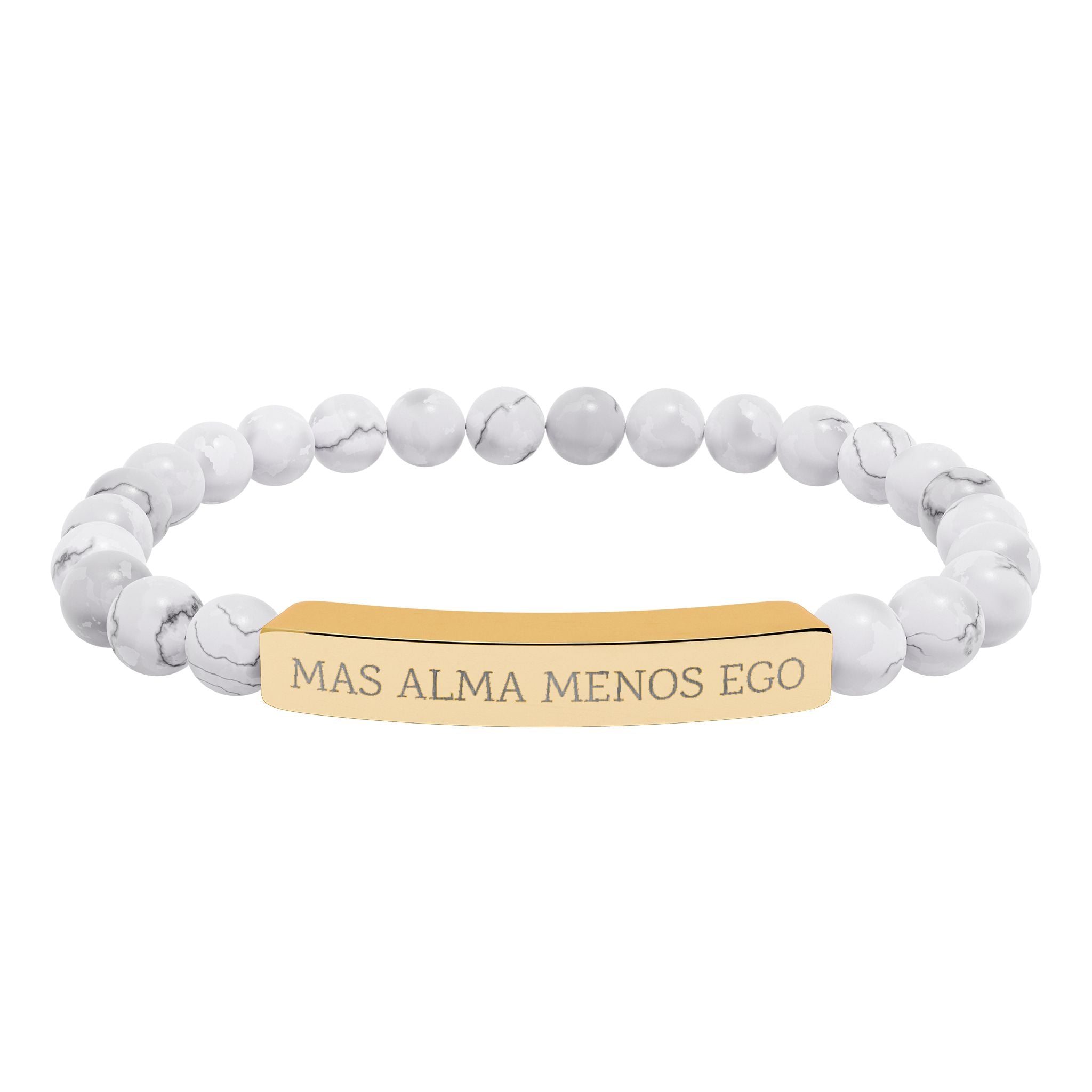 MAS ALMA MENOS EGO - Pulsera de piedra natural grabable — Pulsera elástica.