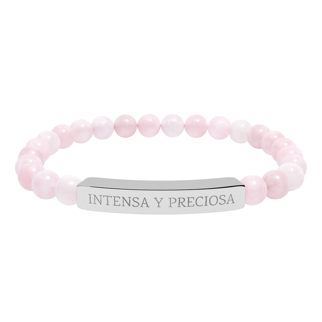 INTENSA Y PRECIOSA - Pulsera de piedra natural grabable — Pulsera elástica.