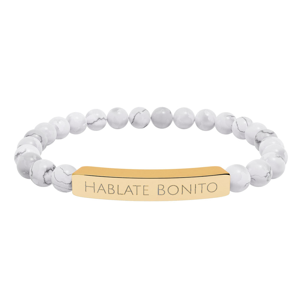 HABLATE BONITO - Pulsera de piedra natural grabable — Pulsera elástica.
