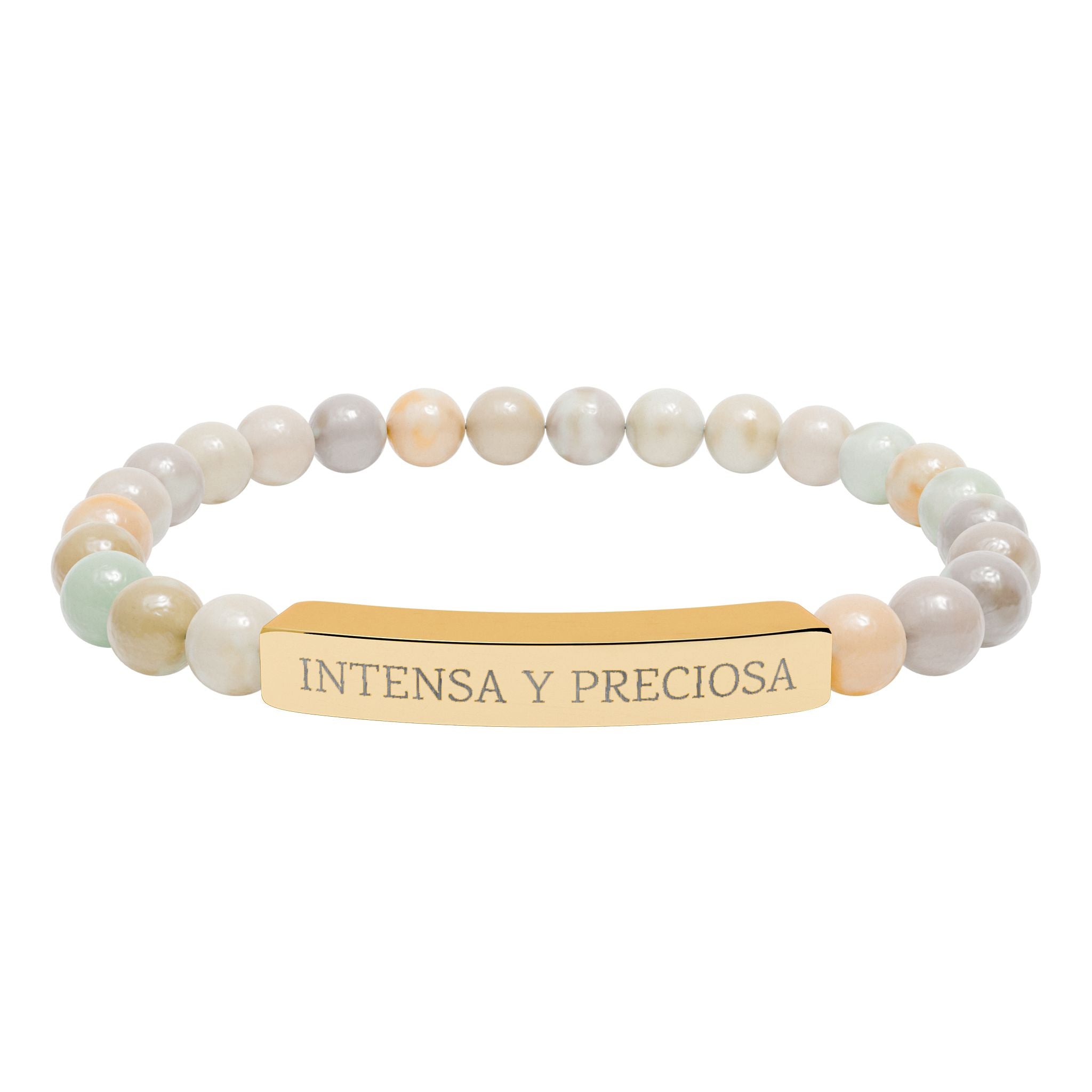 INTENSA Y PRECIOSA - Pulsera de piedra natural grabable — Pulsera elástica.