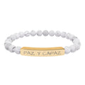 PAZ Y CAPAZ Pulsera de piedra natural grabable — Pulsera elástica.