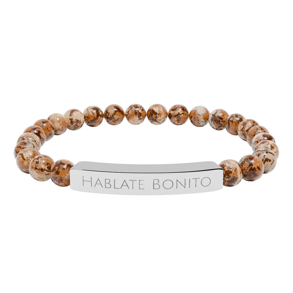 HABLATE BONITO - Pulsera de piedra natural grabable — Pulsera elástica.