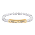 CALMA Y ALMA - Pulsera de piedra natural grabable — Pulsera elástica.