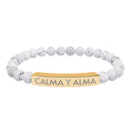 CALMA Y ALMA - Pulsera de piedra natural grabable — Pulsera elástica.
