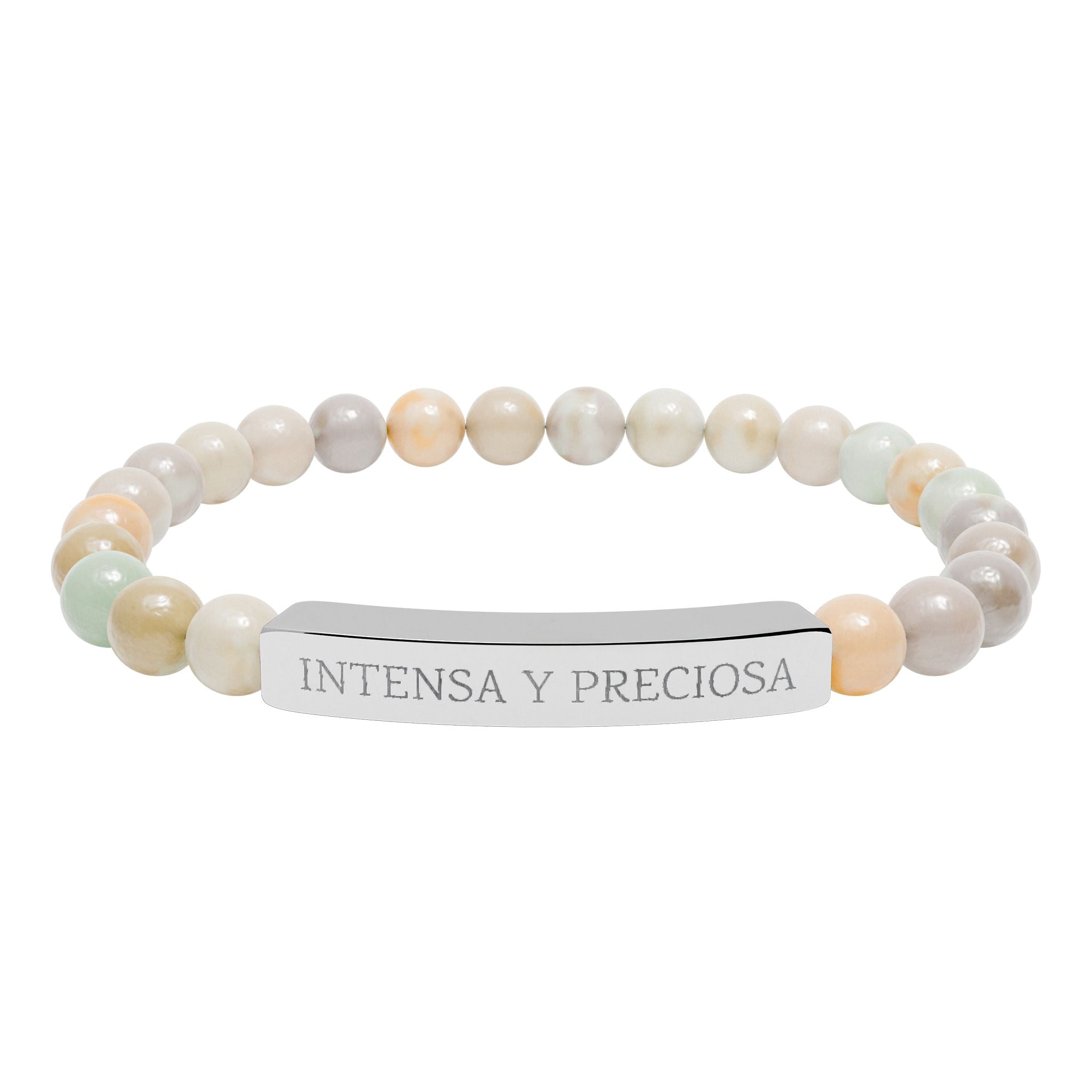 INTENSA Y PRECIOSA - Pulsera de piedra natural grabable — Pulsera elástica.