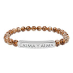 CALMA Y ALMA - Pulsera de piedra natural grabable — Pulsera elástica.