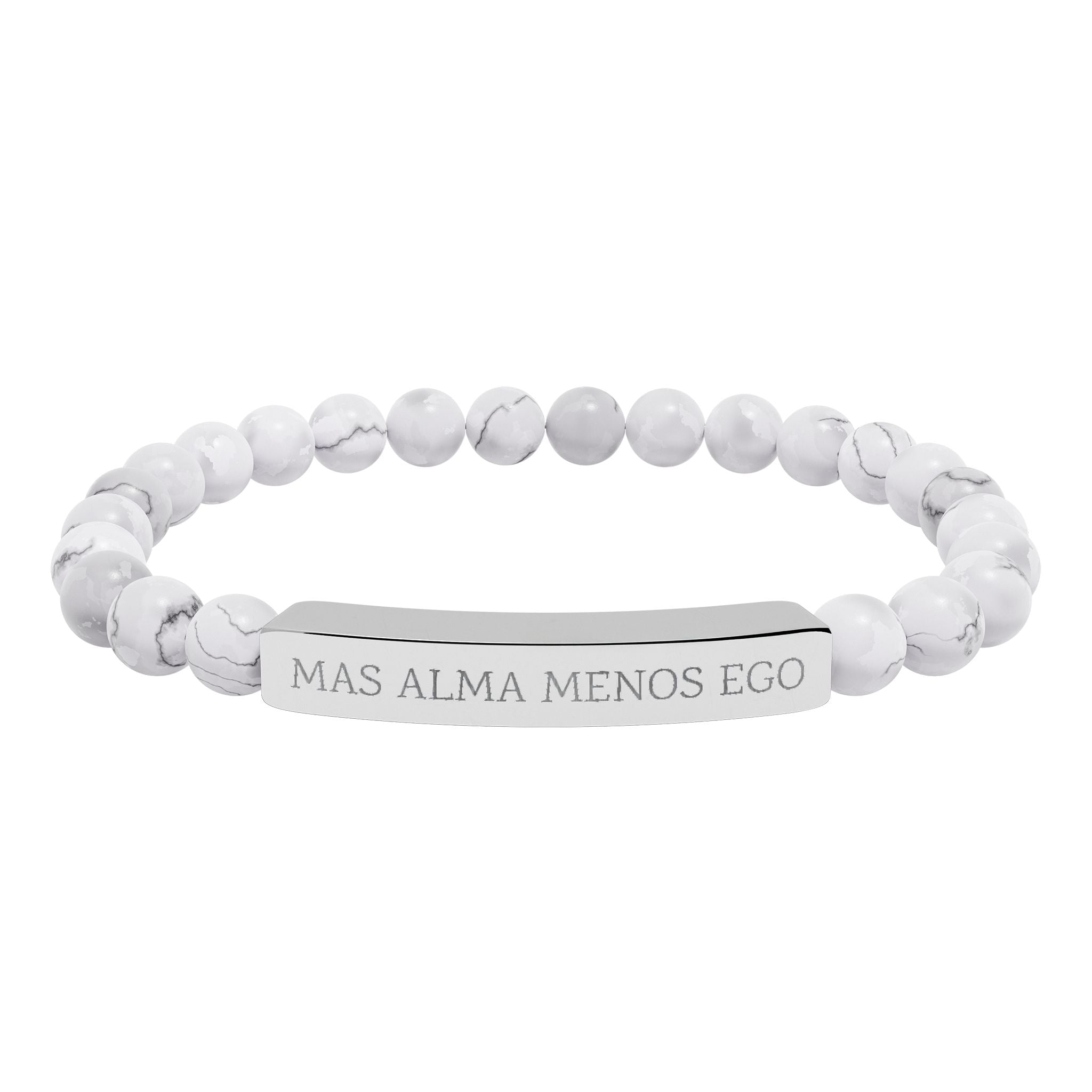 MAS ALMA MENOS EGO - Pulsera de piedra natural grabable — Pulsera elástica.