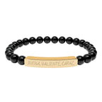 BUENA, VALIENTE, CAPAZ - Pulsera de piedra natural grabable — Pulsera elástica.