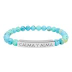 CALMA Y ALMA - Pulsera de piedra natural grabable — Pulsera elástica.