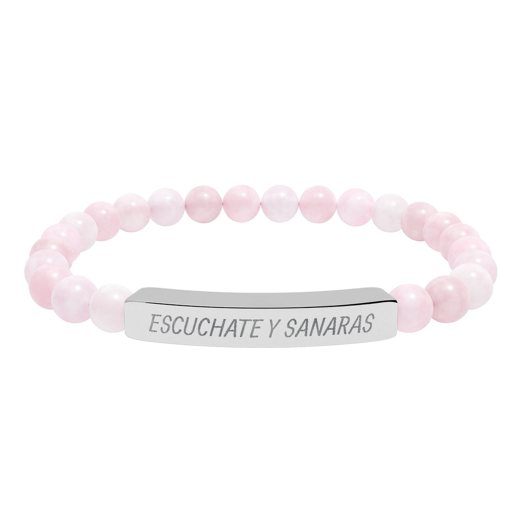 ESCUCHATE Y SANARAS - Pulsera de piedra natural grabable — Pulsera elástica.