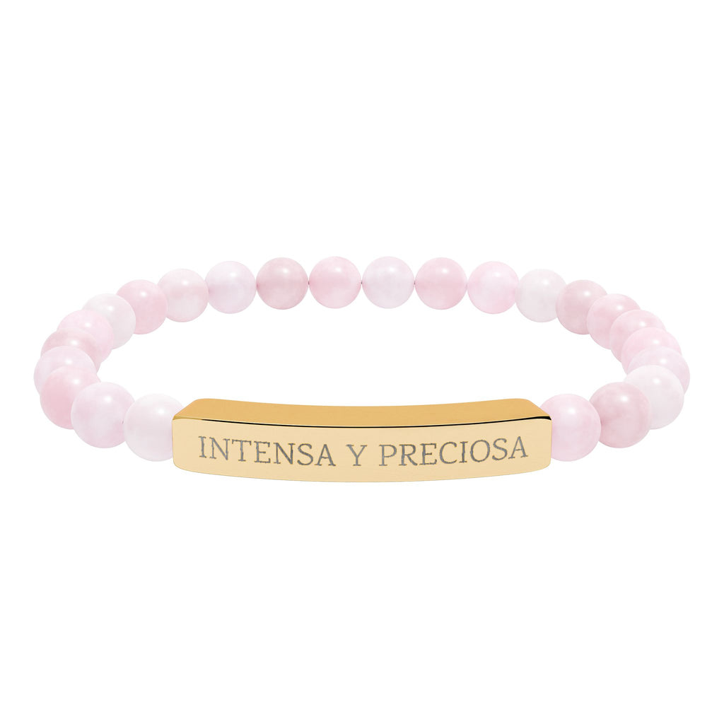 INTENSA Y PRECIOSA - Pulsera de piedra natural grabable — Pulsera elástica.