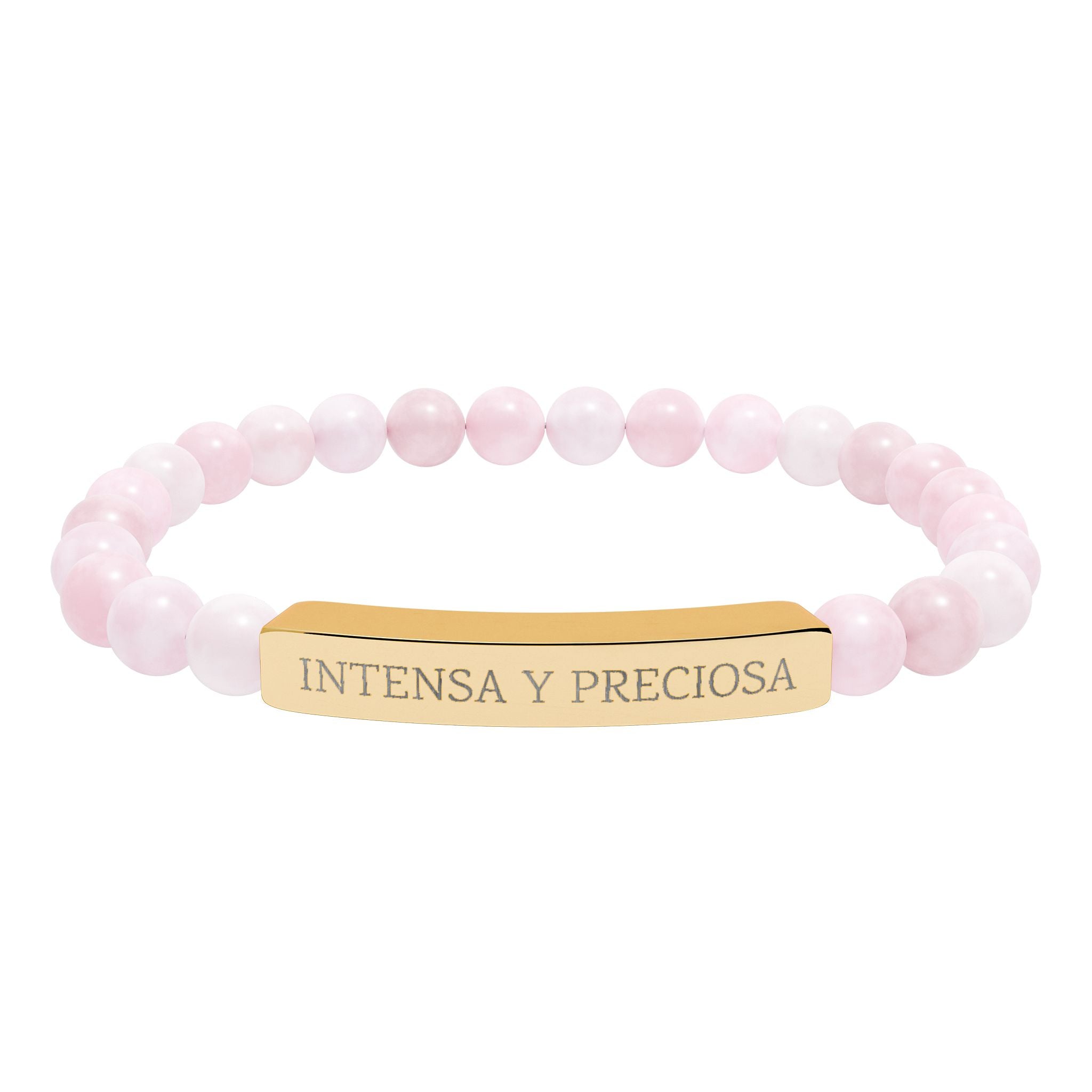 INTENSA Y PRECIOSA - Pulsera de piedra natural grabable — Pulsera elástica.