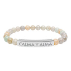 CALMA Y ALMA - Pulsera de piedra natural grabable — Pulsera elástica.