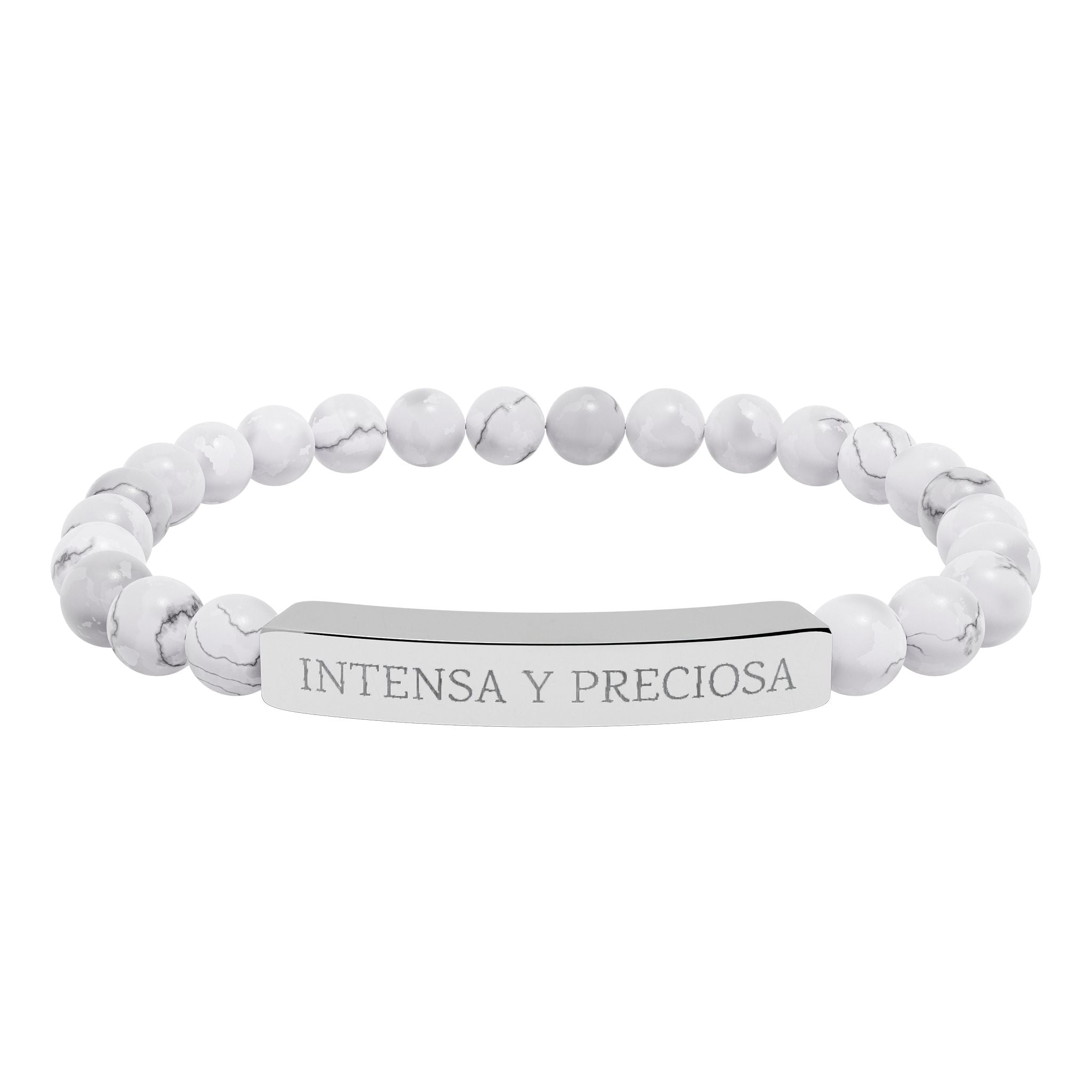 INTENSA Y PRECIOSA - Pulsera de piedra natural grabable — Pulsera elástica.