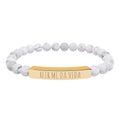REIR ME DA VIDA - Pulsera de piedra natural grabable — Pulsera elástica.