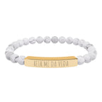 REIR ME DA VIDA - Pulsera de piedra natural grabable — Pulsera elástica.