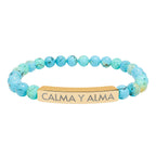 CALMA Y ALMA - Pulsera de piedra natural grabable — Pulsera elástica.