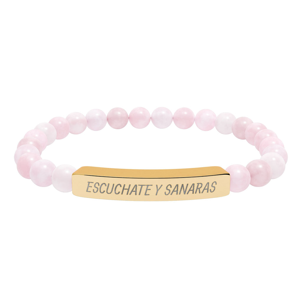 ESCUCHATE Y SANARAS - Pulsera de piedra natural grabable — Pulsera elástica.
