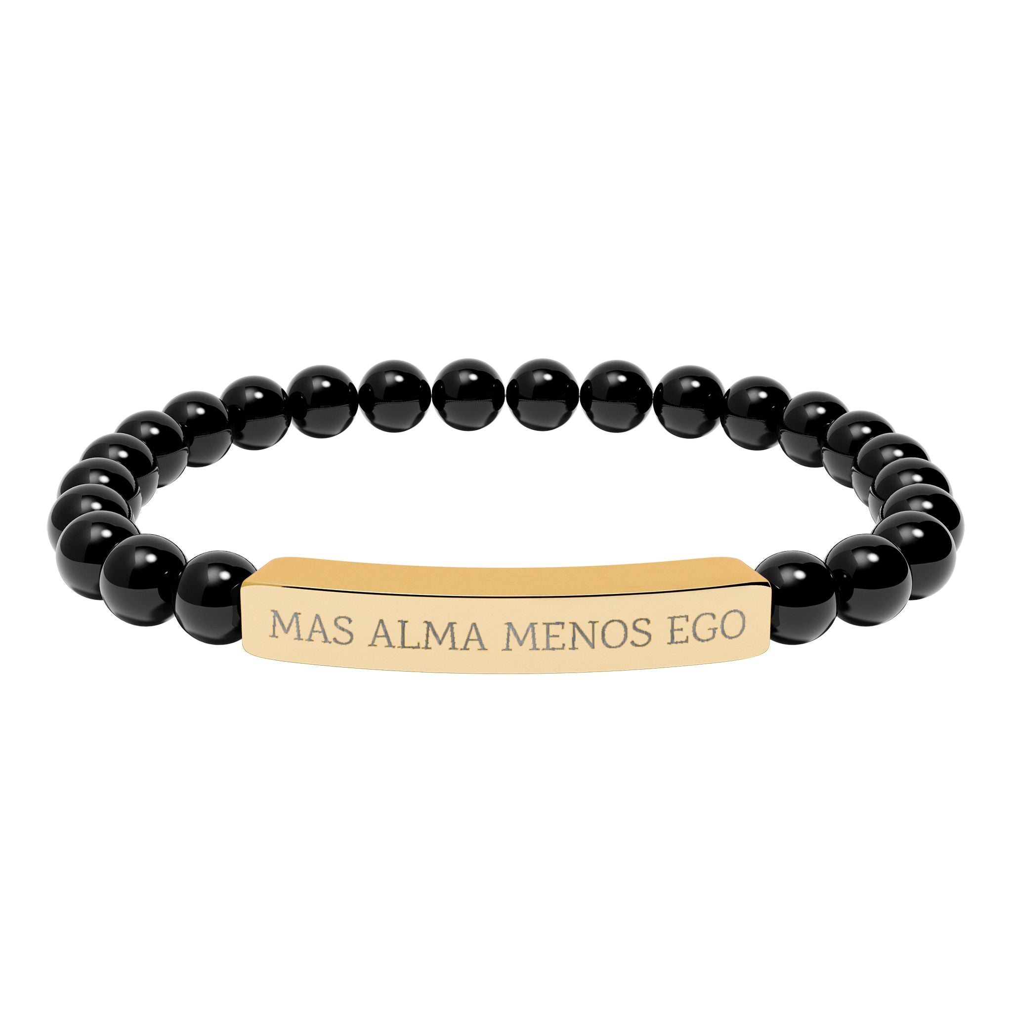 MAS ALMA MENOS EGO - Pulsera de piedra natural grabable — Pulsera elástica.