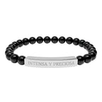 INTENSA Y PRECIOSA - Pulsera de piedra natural grabable — Pulsera elástica.