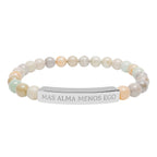 MAS ALMA MENOS EGO - Pulsera de piedra natural grabable — Pulsera elástica.