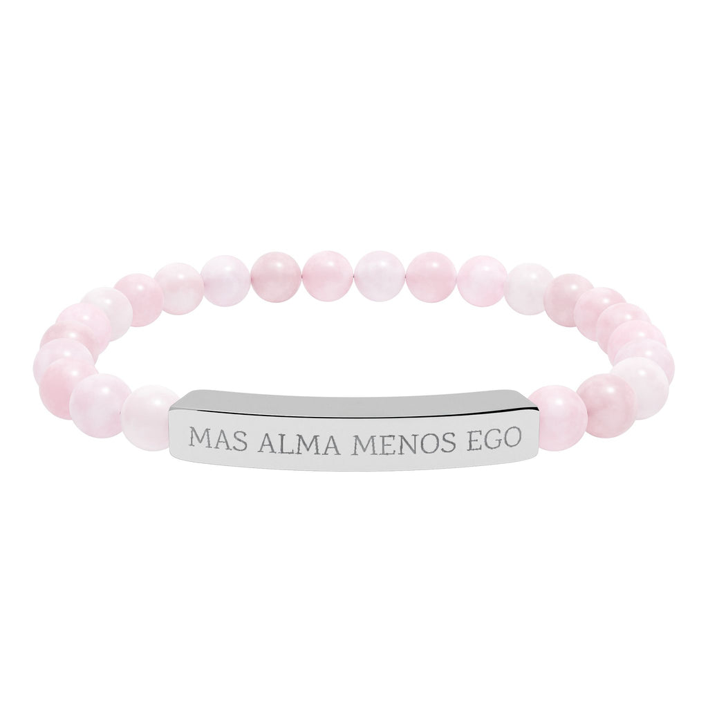 MAS ALMA MENOS EGO - Pulsera de piedra natural grabable — Pulsera elástica.