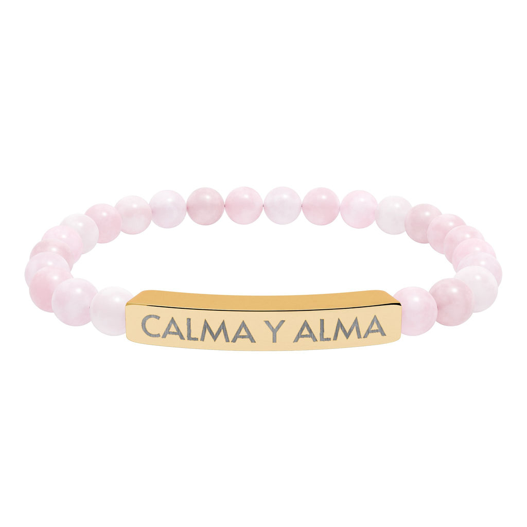 CALMA Y ALMA - Pulsera de piedra natural grabable — Pulsera elástica.