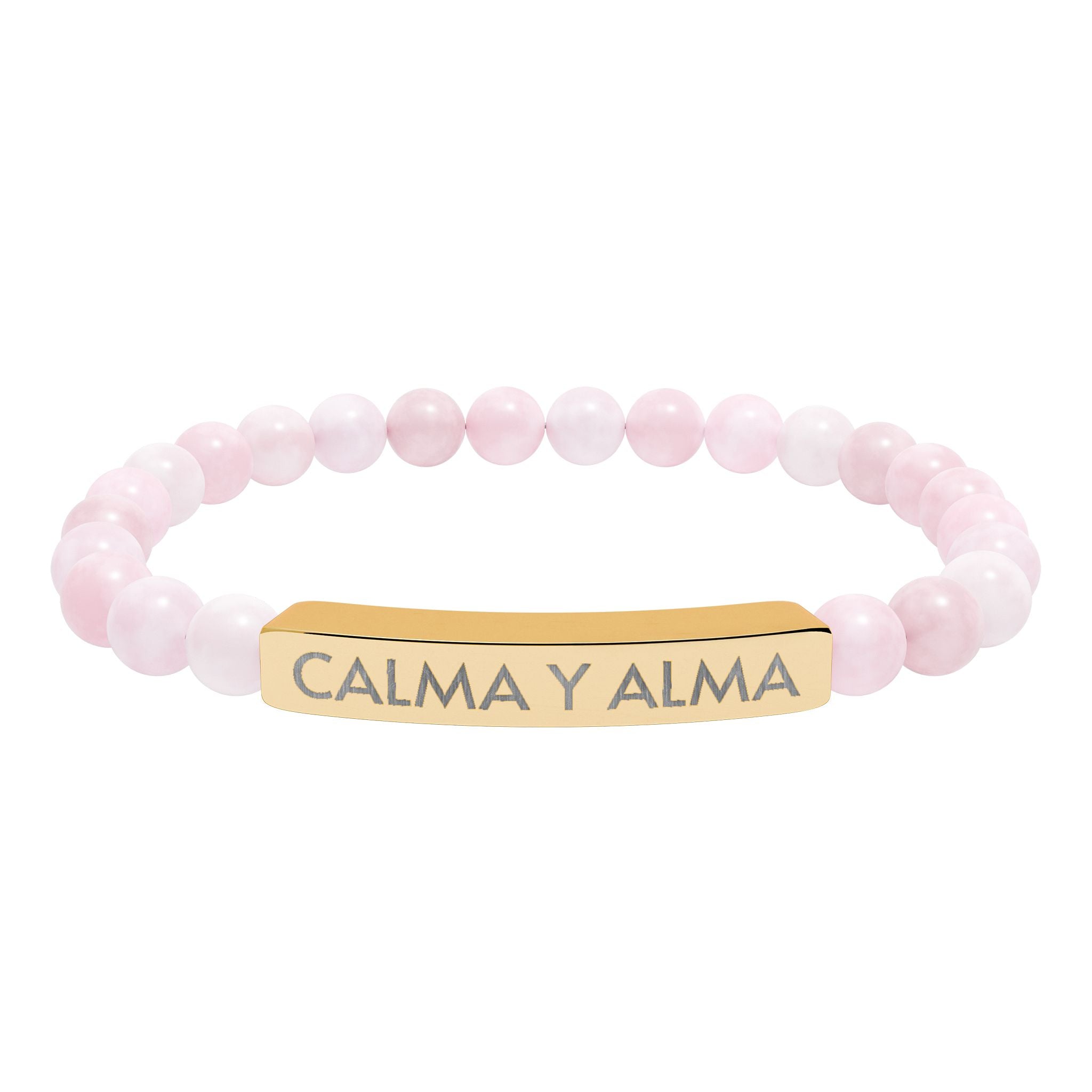 CALMA Y ALMA - Pulsera de piedra natural grabable — Pulsera elástica.