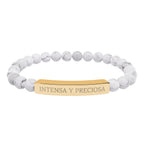 INTENSA Y PRECIOSA - Pulsera de piedra natural grabable — Pulsera elástica.