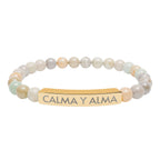 CALMA Y ALMA - Pulsera de piedra natural grabable — Pulsera elástica.