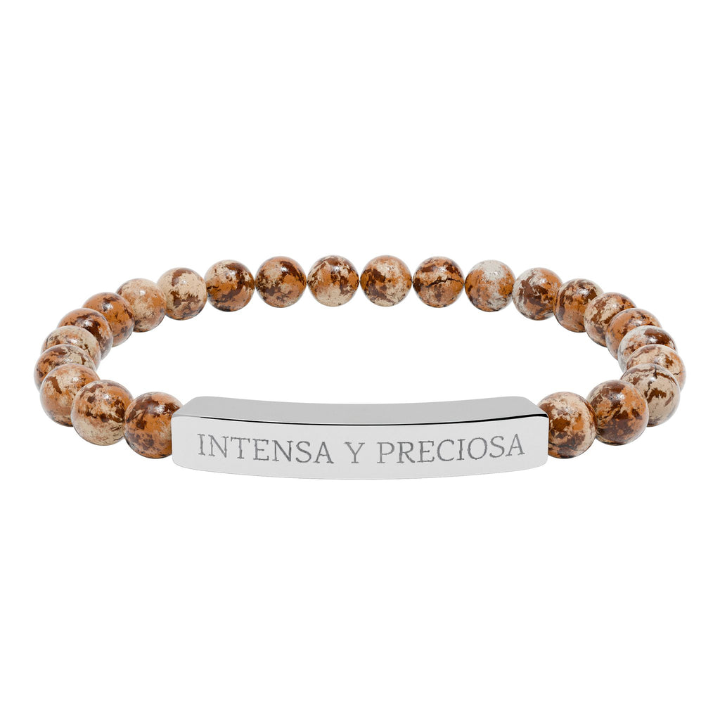 INTENSA Y PRECIOSA - Pulsera de piedra natural grabable — Pulsera elástica.