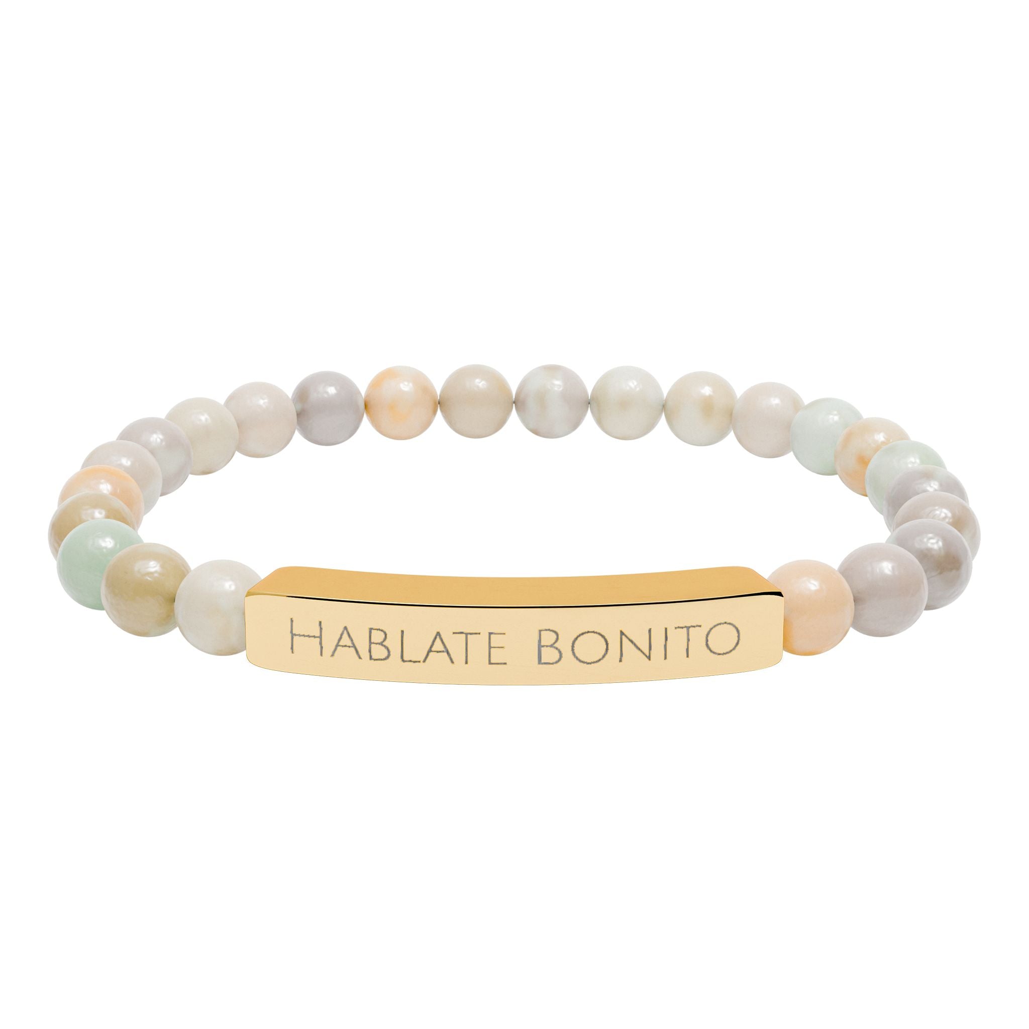 HABLATE BONITO - Pulsera de piedra natural grabable — Pulsera elástica.