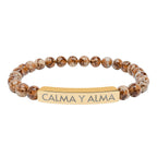 CALMA Y ALMA - Pulsera de piedra natural grabable — Pulsera elástica.